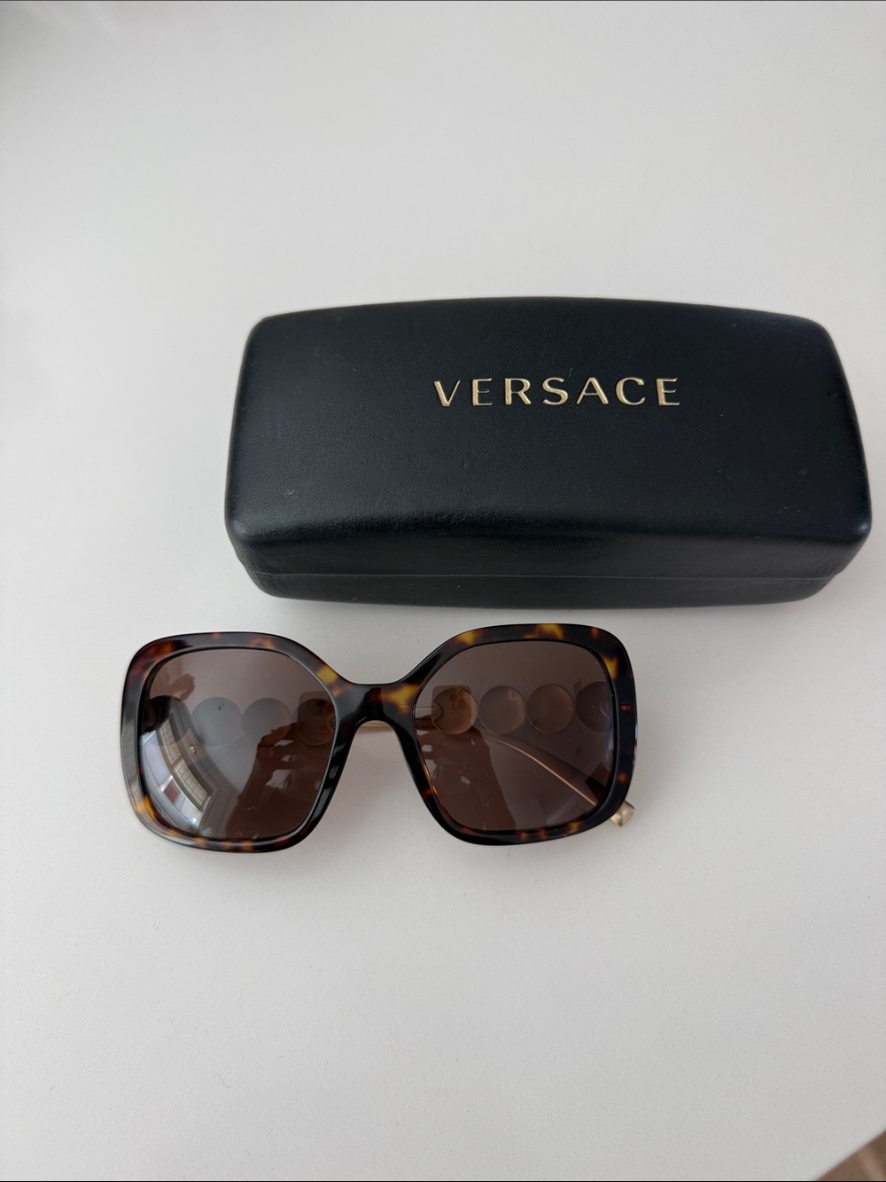 Versace Tortoiseshell Square Women's Sunglasses - Brown Lenses